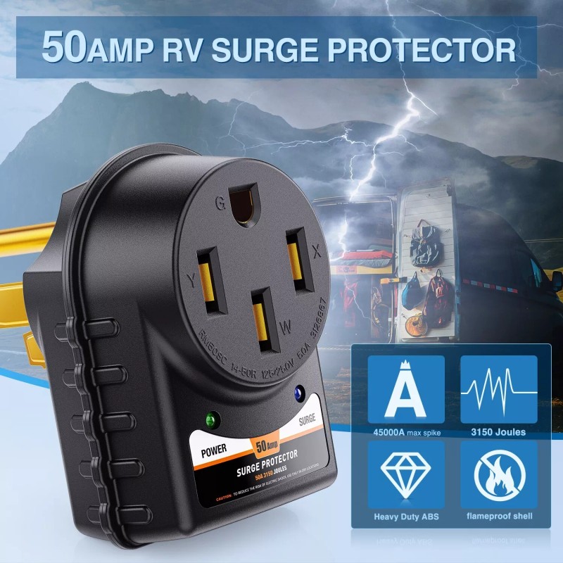 Nilight 50 Amp RV Surge Protector 125V/6250W RV Surge Adapter