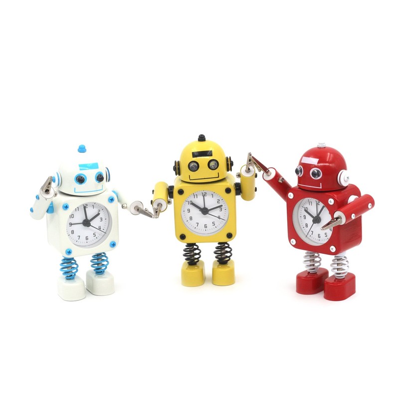 Betus Non-ticking Robot Alarm Clock Stainless Metal - Wake-up Clock