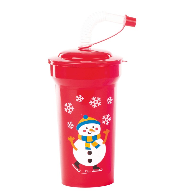 Baker Ross AV808 Christmas Bendy Straw Cups, Assorted