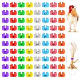 Nogeqi 80PCS 16mm Chicken Leg Bands, 01-80 Numbered Chicken Tags for Legs, 8 Colors Quail Leg Bands Bracelets for Identification Ducks Bantam Guinea Pigeons Goose