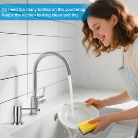 Cejiuga Soap Dispenser for Kitchen Sink, Upgrade Built in Sink Soap Dispenser Brushed Nickel, Countertop Sink Soap Dispenser Pump with 47" Extension Tube kit, No Need More Refills