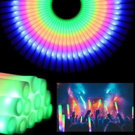 36 varillas de espuma LED a granel, suministros de fiesta que brillan en la oscuridad, palos de luz de espuma, 3 modos de parpadeo de color para cumpleaños, boda, raves, carnaval, Halloween, Navidad, Año Nuevo, concierto