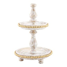 Mud Pie Mini Gold Bead Tiered Server, board 9 1/2" x 7 1/2" | spreader 5 1/2"