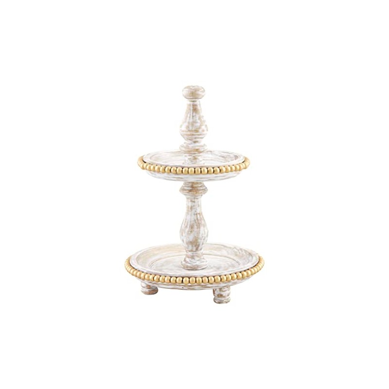 Mud Pie Mini Gold Bead Tiered Server, board 9 1/2"
