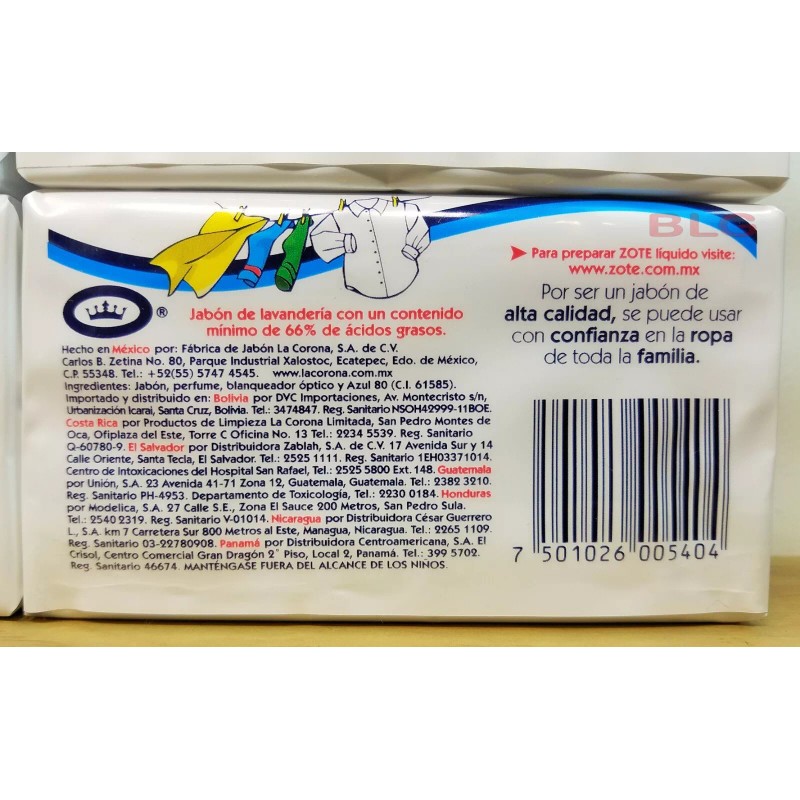 ZOTE LAUNDRY SOAP AZUL Washing Clothes Laundry 14.1oz Detergent Jabon