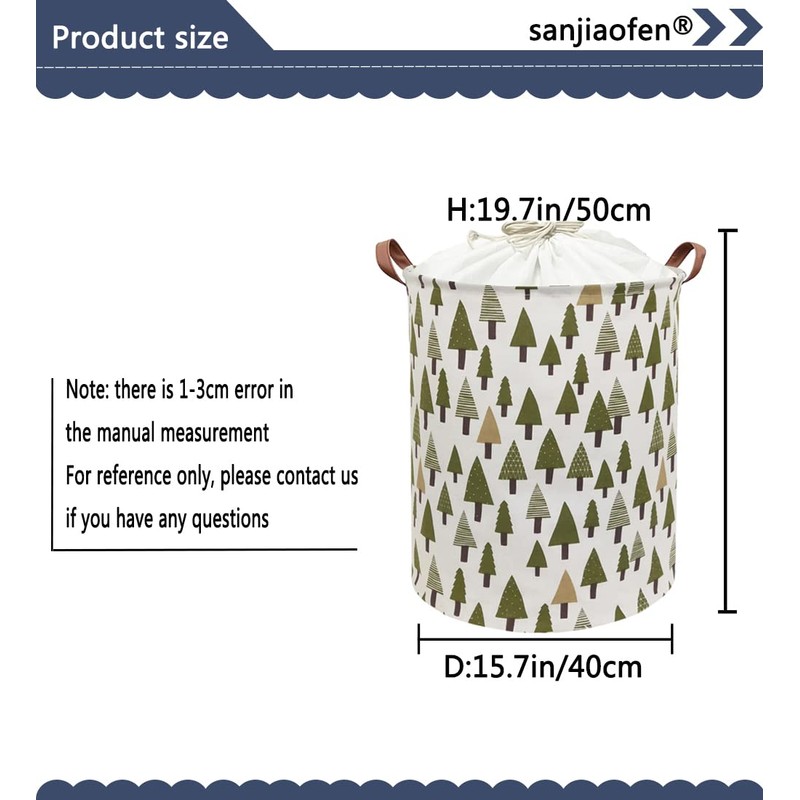 Sanjiaofen Nursery Laundry Basket Canvas Fabric Baby Boy Storage Bins,Collapsible