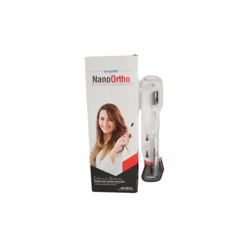 Cepillo de dientes Borgatta Ortodoncia Nano Ortho medio pack x