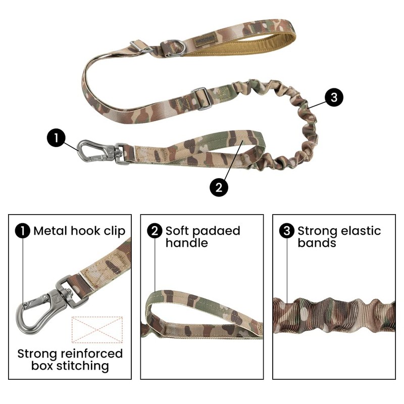 EXCELLENT ELITE SPANKER Tactical Dog Leash Heavy Duty 5-6FT Adjustable