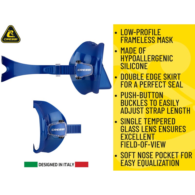 Cressi Z2 Frameless Masks, Black/Yellow, Inner Yellow with Blue Outer