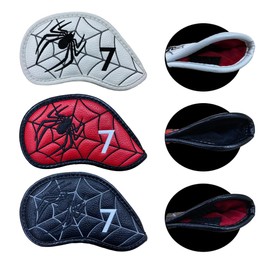 9 Piece Set 4-9 P,A,S Spider Golf Head Covers Iron Covers with Embroidered Iron Headcovers (Red)