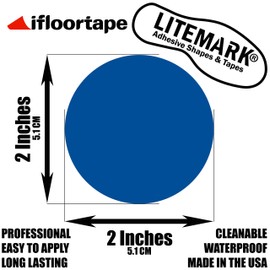 LiteMark Blue 2 Inch Small Dot Decal Stickers - Removable Vinyl, Matte Finish - Ideal for Floors, Ceilings, Walls, Schools Offices & Industrial Facilities (Pack of 80 Dots)