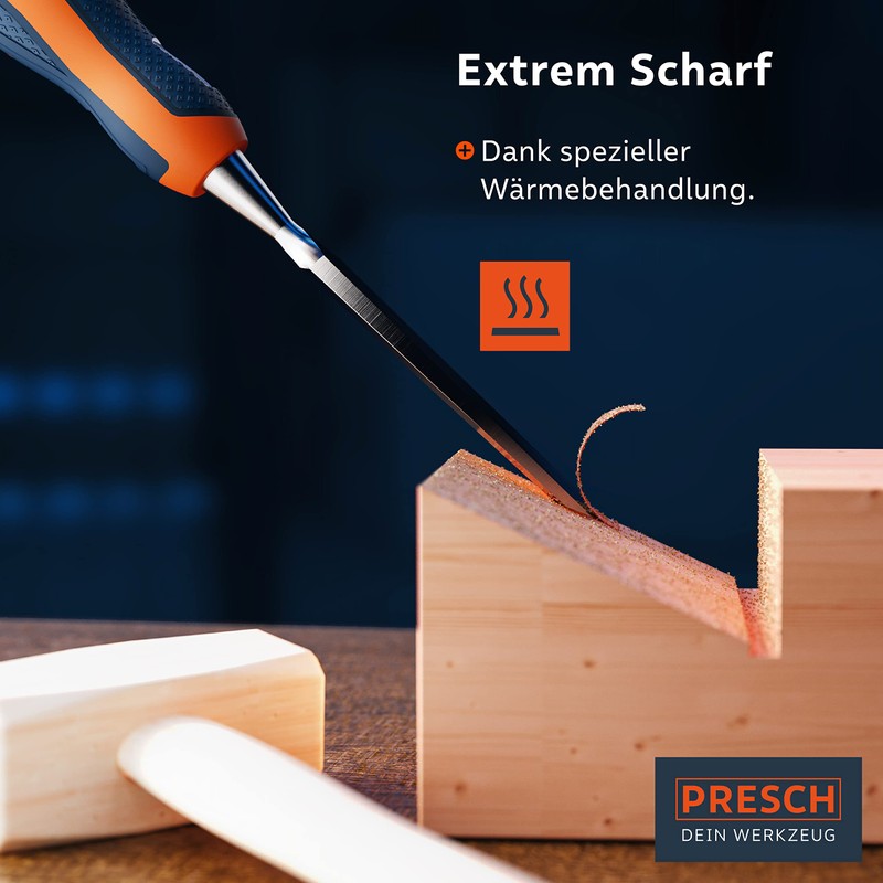 Presch Professional Chisel Set for Wood 4 Pieces - Sharp