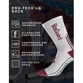 liiteGuard Pro-Tech LG Running Compression Socks for Men and Women, Compression Stockings, Sports, Running, Football, Anti-Blister, Winter Running Socks, Compression Socks Women Men, White/Bordeaux