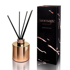 Aromagic Reed Diffuser Set,4oz Cherry&Barry Scented Diffuser with 5 Reed Sticks for Bathroom Home Office Fragrance Decor
