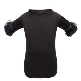 Dog Shirt Soft Cotton Pet Clothes for Small Medium Large Dogs Breathable Stretchy Puppy Cat T Shirt with Lace Holiday Birthday Party (Black, M)