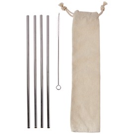 Outset Stainless Steel Straight Long Reusable Straws, 0. 25" X 0. 25" X 10.5"
