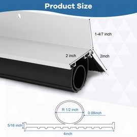 16.5FT Garage Door Seals Kit, Heavy Duty U&O Shape with Extended 3.35FT x5 Aluminum Tracks & 5CM Brush, Weatherproofing Garage Door Weather Stripping Rubber Kit with Oxidized Frosting Process