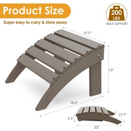 IVY&LANE Outdoor Adirondack Ottoman | Folding | Set of 2 | HDPE Wood Grain | Desert Brown | All Weather | Waterproof Patio Footrest for Adirondack Chair | Poly Lumber Foot Rest for Deck Backyard