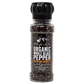 Chef's Choice Organic Black Pepper or Organic White Pepper with Mill (3.5 oz (100 g) (Black Pepper