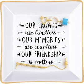 Titanape Friendship Gifts for Women Best Friend Trinket Dish - Our Laughs are Limitless, ... Friendship is Endless - Unique Birthday Christmas Gifts for Friends Female BFF Bestie, Going Away Gifts