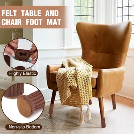 Pack of 16 Furniture Socks, Elastic Furniture Socks, Knitted, Knitted Furniture Feet, Non-Slip Pads for Furniture, Table, Floor Protection, Avoid Scratches and Noise (Black, Grey, Brown and Beige)