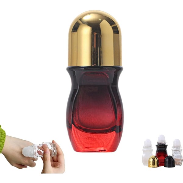 50 ML Red Glass Empty Roller Bottles with Plastic Roller
