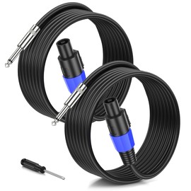 Jumwa 2pack Speakon to 1/4" TS Speaker Cables M-M for Audio Amplifier 12 Guage Cord Wire with Twist Lock DJ/PA Connector for Heavy Duty Audio, 2M