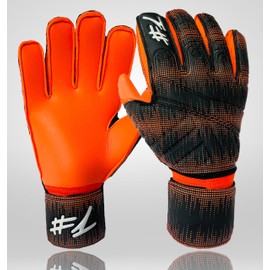 #1 HashtagOne Goalkeeper Gloves with Fingersave – German Brand Quality – Football Goalkeeper Gloves Adults + Children – All Sizes + Colours – Men's Goalkeeper Gloves (Orange-Black, 6)