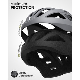 OutdoorMaster Helmets for Adults - Mountain & Road Bike Helmet with Rechargeable Safety Light, Detachable Goggles and Sun Visor - Easy to Adjust, Breathable, Lightweight - Matte Grey, Large