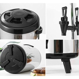 UCCASA 6L/8L/10L/12L/14L/16L/18L/20L Wasserspender für heißes und kaltes Wasser, Thermostat, Thermobrunnen, Getränkespender aus Edelstahl, großes Fassungsvermögen, 10 – 12 Stunden, Schwarz