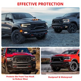 Tow Hook Cover Silicone Protecting Covers Tow Accessories Compatible with RAM 1500 Accessories 2019-2025 (Not Fit for RAM 1500 Classic,Warlock,RAM 2500,RAM 3500) (Red)