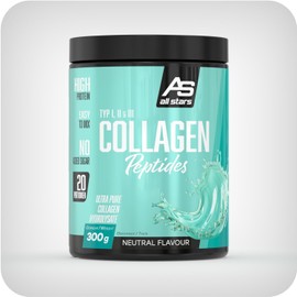 ALL STARS Collagen Peptides Type I, II & III - Easily Soluble Collagen Peptide with 13.5 g Protein Each 15 g Serving - Protein Building Block for Skin, Hair, Nails, Bones, Joints - 300 g