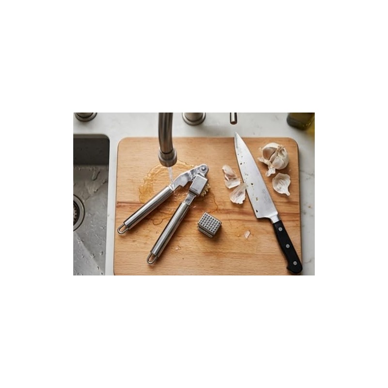 MAQNSCO Garlic Press Crusher, Heavy Duty Stainless Steel Garlic Mincer