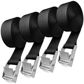 Pack of 4 lashing straps, 2.5 m lashing straps with clamping lock, lashing straps, load capacity up to 250 kg, fastening straps, adjustable, fastening strap for bicycle, motorcycle, luggage packages,