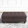 Belffin Faux Leather Storage Ottoman, Brown, Modern Rectangular Ottoman Bench