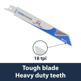 Pipestation® Reciprocating Saw Blade for Metal Cutting (3 Pack) | 150mm 18tpi BIM Recip Blades | Sawzall Sabre Saws Blade for Metal Pipe Sheet Rebar Cutting | Fits Milwaukee Dewalt Makita Ryobi Bosch