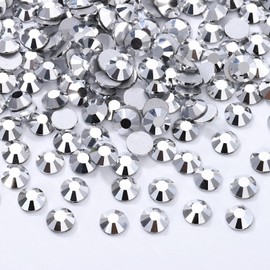 Meibite Silver Flatback Rhinestones, Glass Rhinestones for Nail Art and Craft, Glue Fix, Loose Crystal Gemstones(Silver, SS16, 2880pcs, 3.8-4.0mm)