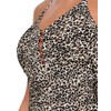 RELLECIGA Women's Leopard V Neck Shirred Tankini Top Swimsuits Tummy