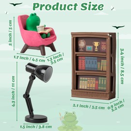 GudaAphrmix Mini Frog Figurine Set - 4Pcs Resin Animal Realistic Frog Miniatures Relax Learning Bookshelf for Desk Fairy Garden Terrarium Aquarium Office Desk Decor Gift for Frog Lovers