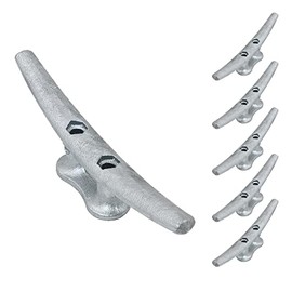 QPURO Dock Cleats 8 Inch - Galvanized Cast Iron Boat Cleats, Rope Cleat, Boat Dock Cleat - Ideal for Marine, Deck, Nautical Decor (5-Pack)