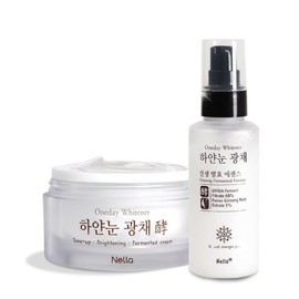 Nella 하얀눈 광채 에센스+톤업크림 기초화장품 2종세트 Snow Brightness Glow Essence + Tone-Up Cream Basics 2-Pack Set