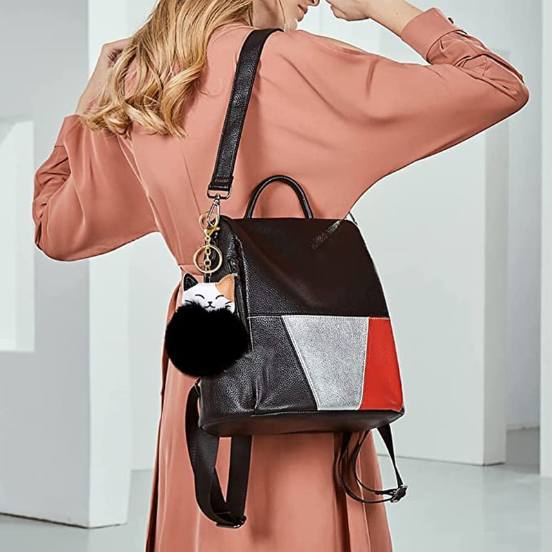 Qiwenr Plush Ball Keyring, black