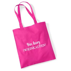 huuraa Jute Bag Bin Short (W) Shopping Lettering Bag Cotton 10 Litres for All Wine Lovers Gift Idea for Friends and Family, fuchsia