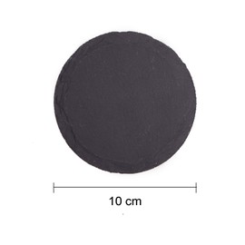 TOSSOW Coasters, Natural Stone, Slate, Handmade Coasters, Heat Resistant, Insulated, Quick Drying, Set of 4, Anti-Slip, Fashionable Tea Cups, Ins, Natural Coasters, Black, Round