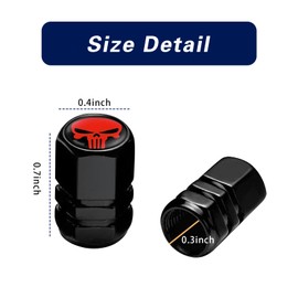 ijuicy 4 PCS Car Tire Valve Stem Caps, Air Caps Cover with Skull Pattern, Dust Proof Metal Valve Stem Covers, Universal for Cars, SUVs, Bikes, Trucks and Motorcycles (Red)