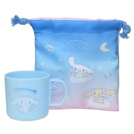 Tees Factory Sanrio Characters Plastic Cup & Drawstring Set, Fluffy Sora/Cinnamoroll, Drawstring H6.7 x W6.1 inches (170 x 155 mm), Plastic Cup H2.8 x φ2.9 inches (70 x 74 mm), SR-5526606FC