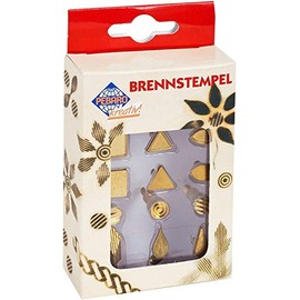 Pebaro 20300 Burning Stamp for Pyrography, Wood Burning, 12 Pieces, Made of Brass - Various Designs such as Drops, Circles etc. for Burning on Wood, Leather, Cork and Other Materials