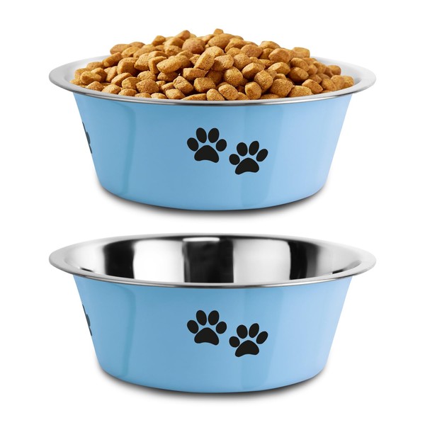 Stainless Steel Dog Bowls, Nonslip Rubber Bottom No Spill Proof