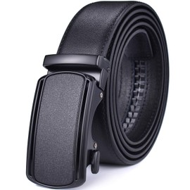 Men Belts Leather Male Slide Ratchet Work Dress Strap w Interchangeable Buckle Beltox … (Black02, 46"-56" Waist Adjustable)