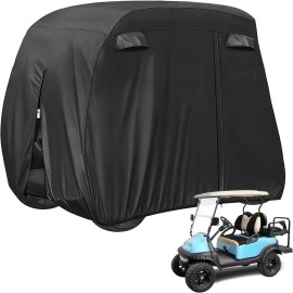 Aftermarket All Weather 2 Passenger Golf Cart Cover Black Fits Yamaha EZGO and Club Car
